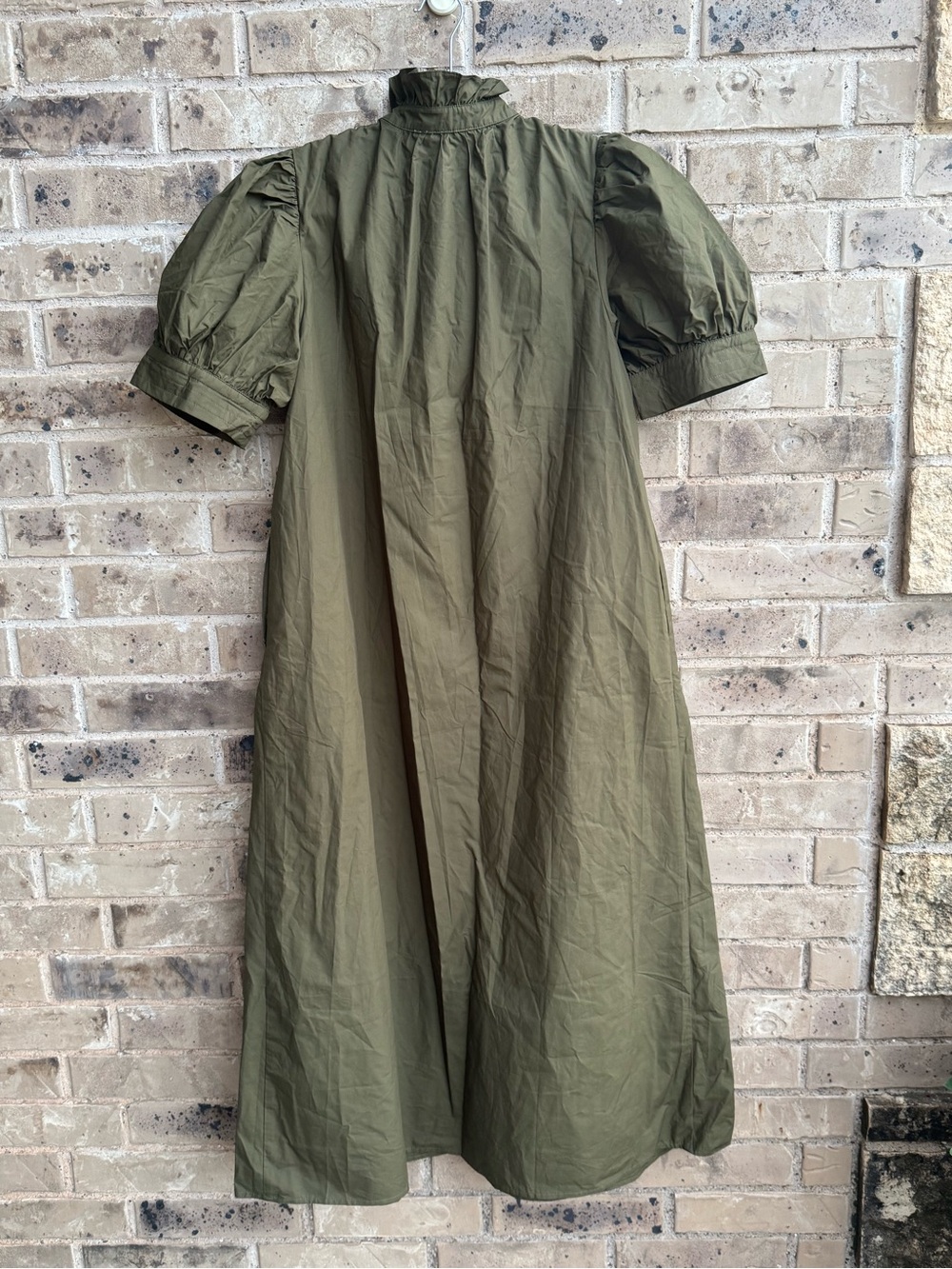 Tuckernuck Hyacinth House Olive Green Ruffle Collar Louisa Maxi Dress Size Large - Picture 8 of 13